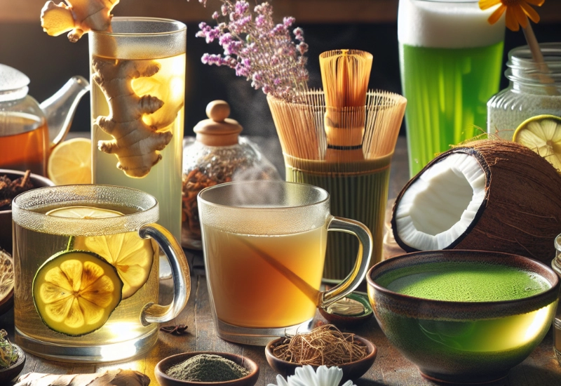 Cups showing several acid infused beverages