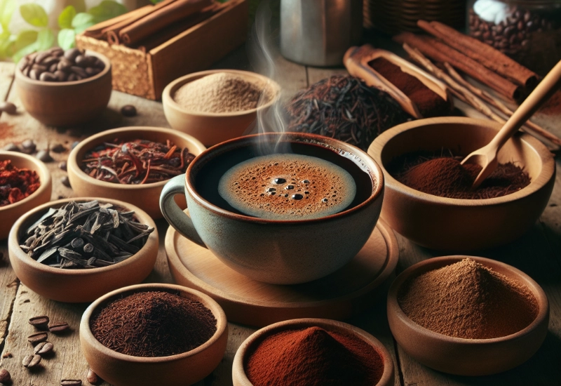 Cacao Coffee Alternatives in a circle
