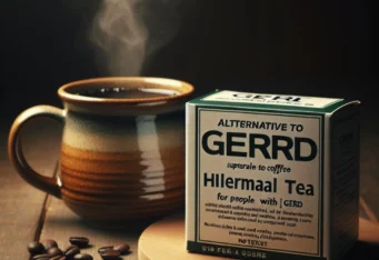 Symbolic photo composition of a GERD friendly coffee cup